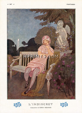 L'Indiscret, 1913 - Gerda Wegener The Indiscreet Sculpted Angel French Garden