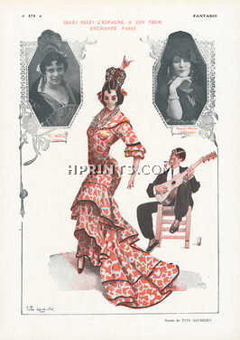 Tito Saubidet 1920 L'Espagne Enchante Paris, Flamenco, Spain Enchants Paris, Raquel Meller, La Molina