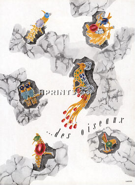 Cartier 1947 Birds Animals Clips, Lucha Truel. Back: Boucheron, Van Cleef, Mauboussin