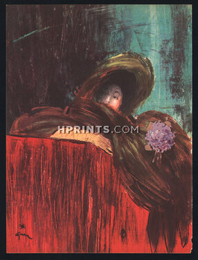 René Gruau 1946 L'Etoile de Zibeline, Fur Hat