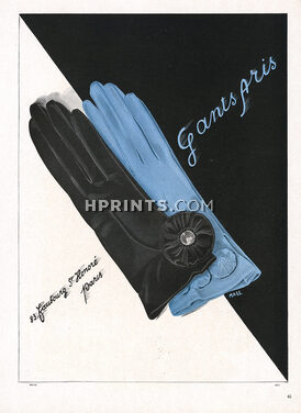 Gants Aris (Gloves) 1947 Signé Mass