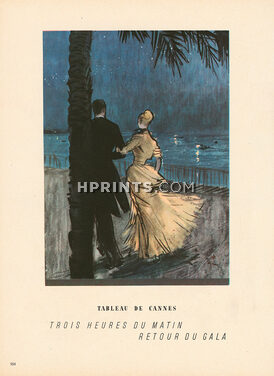 Tableau de Cannes - Trois heures du matin, retour du gala, 1947 - René Gruau, French Riviera