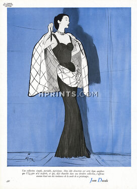 Jean Dessès 1947 René Gruau Fashion Illustration Evening Gown