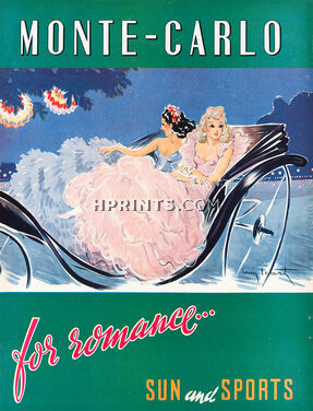 Monte Carlo 1948 For Romance Sun and Sports, Calash, Louis Icart
