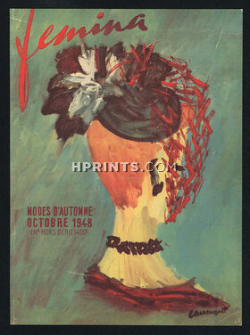 Jean-Baptiste Caumont 1948 Femina Cover, Millinery