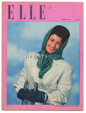 ELLE N°60 du 7 Janvier 1947 Ski Schiaparelli Jacques Fath Carven Madeleine de Rauch Calixte