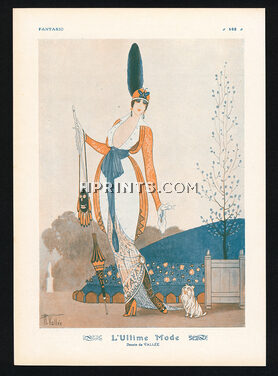 Armand Vallée 1913 L'Ultime Mode, Fashion Satire, Elegant Parisienne, Yorkshire Dog