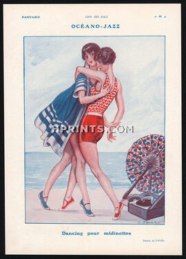 Georges Pavis 1929 Océano-Jazz, Dancers on the beach, Midinettes
