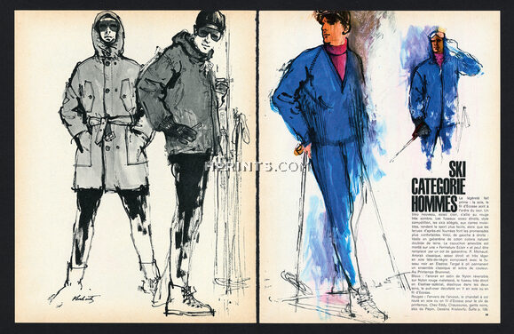 Ski Catégorie Hommes 1961 Fashion Illustration Krakovitz