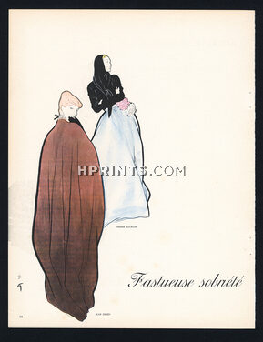 René Gruau 1947 Jean Dessès & Pierre Balmain Evening Gowns