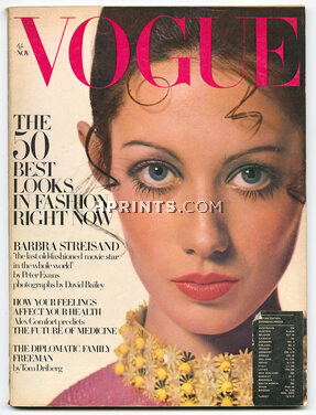 UK Vogue British Magazine 1968 November, David Bailey, Cecil Beaton, Marisa Berenson, Barbra Streisand, Cartier, Kutchinsky