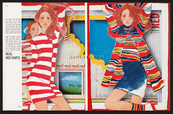 Antonio Lopez 1967 Real Red Knits, Fashion Illustration