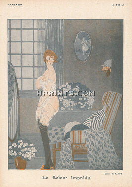 Le Retour imprévu, 1916 - F. Roy The Unexpected Return, Sexy Looking Girl
