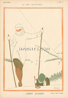 La Paix Helvétique... Sport d'Hiver, 1917 - Ben Sussan Cross-country Ski, Switzerland