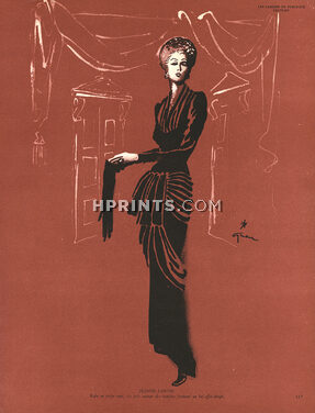Jeanne Lanvin 1945 Evening Gown René Gruau