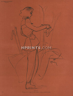 Hermès (Couture) 1945 Costume de Ski, René Gruau