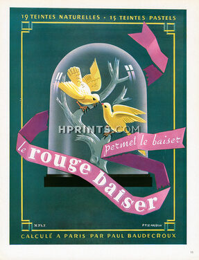 Rouge Baiser 1948 Birds, Pierre Fix-Masseau, Lipstick