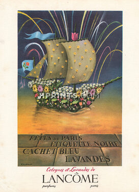 Lancôme (Perfumes) 1948 E.M. Pérot, Fêtes de Paris, Etiquette Noire...