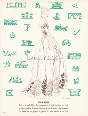 Nina Ricci 1948 Victoria Nat, Fashion Illustration, Pictogrammes