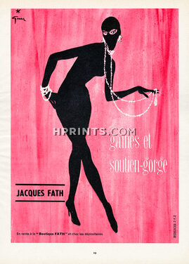 Jacques Fath (Lingerie) 1955 Gaines et Soutien-gorge, René Gruau (S)