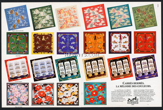 Hermès (Carrés) 1980 Mélodie des Couleurs, Tigre dans les herbes, Jumping...