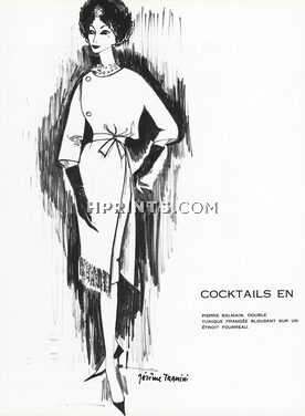 Pierre Balmain 1959 Double Tunique, Jérôme Tramini, Fashion Illustration