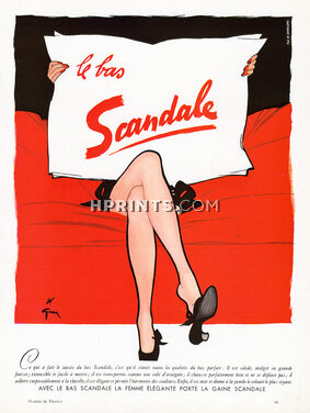 Scandale (Hosiery, Stockings) 1952 René Gruau