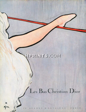 Christian Dior (Stockings) 1951 René Gruau, Ballerina