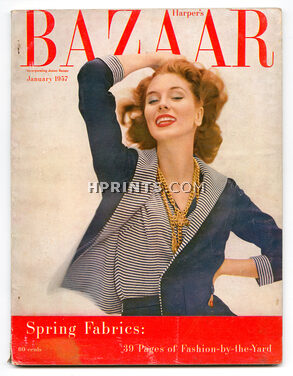 Harper's Bazaar January 1957 Spring Fabrics, Cover Richard Avedon