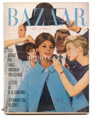 Harper's Bazaar September 1961 Sophia Loren by Avedon, Wearing Roger Vivier, Miriam Haskell