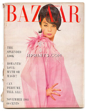 Harper's Bazaar November 1961 Cardin Hiroko, Harry Winston, Cover by Richard Avedon