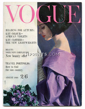 UK Vogue British Magazine 1960 August, Princess Radziwill, Stemp