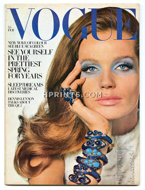 UK Vogue British Magazine 1969 February, Trifari, Irving Penn, Helmut Newton, Courrèges, Just Jaekin