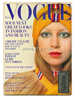UK Vogue British Magazine 1969 August, Ossie Clark, Twiggy, Photo David Bailey, Helmut Newton