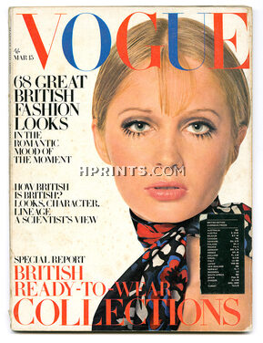 UK Vogue British Magazine 1968 March 15, Cover by David Bailey