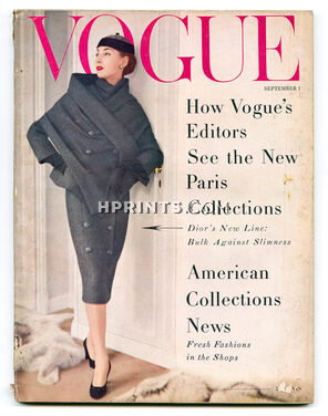 Vogue US September 1, 1955 Christian Dior, The Rise of a New Look, Paris Collections by Henry Clarke and René Bouché, Penn, Horst, Rawlings...