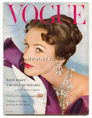 Vogue US November 15, 1956 Cover by Coffin, Schreiner Jewels, Rutledge, Eric, Penn