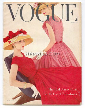 Vogue US April 15, 1956 Cover Karen Radkai, Van Cleef & Arpels, René Bouché, Rutledge... Feininger by Alexander Liberman, Grace Kelly