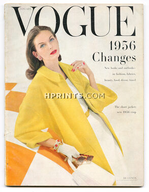 Vogue US January, 1956 Cover McLaughlin, Jewels David Webb, Rutledge, Horst, Leombruno-Bodi, Dagmar...