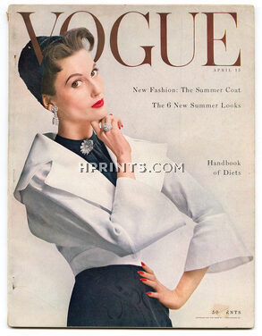 US Vogue April 15, 1953 Cover Blumenfeld, Van Cleef & Arpels, Valentina, Marcel Vertès, Irving Penn, Cecil Beaton, Horst...