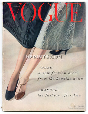 US Vogue October 15, 1953 Shoe and Stockings, Christian Dior's Paris House, Photo Horst, Rawlings, Clarke, Herbert Matter