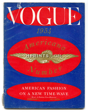 US Vogue February 1, 1954 Americana Issue, René Bouché, Rutledge, Norman Parkinson, Blumenfeld (stockings)...
