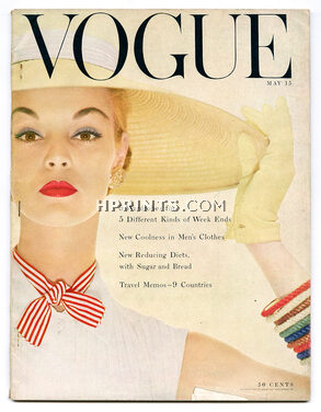 US Vogue May 15, 1954 Photo Blumenfeld (2), Herbert Matter, René Bouché, Rawlings, Irving Penn Dali's Beating Heart Jewel