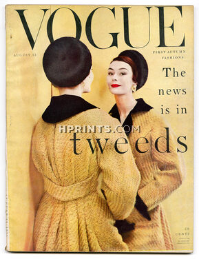 US Vogue August 15, 1954 Tweeds, Photo Frances Mclaughlin, René Bouché, Karen Radkai, Herbert Matter...