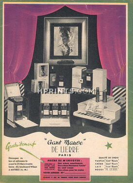 De Lierre (Perfumes) 1947 Parfum Gant Mauve, Produits de beauté, René Gruau