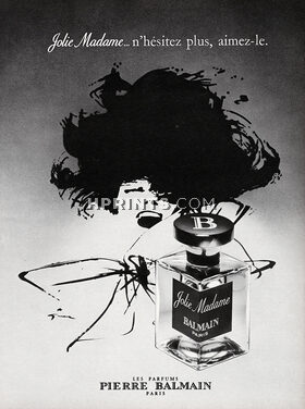 Pierre Balmain (Perfumes) 1969 René Gruau "Jolie Madame"