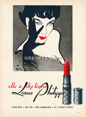 Louis Philippe (Cosmetics) 1951 René Gruau, Lipstick