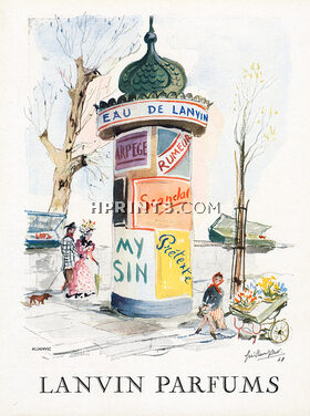 Lanvin (Perfumes) 1949 Colonne Morris, Guillaume Gillet, Arpège, Prétexte... Quai de Paris