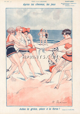 Après les cheveux, les jeux, 1928 - "Tout à la Garçonne..." Beach Games, Swimwear, Fabiano