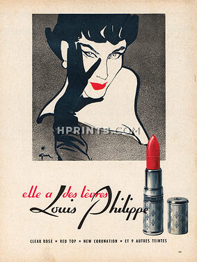 Louis Philippe (Cosmetics) 1951 René Gruau, Lipstick
